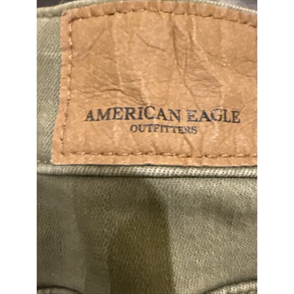 American Eagle Jeans Womens 14 LONG Green Denim Pants High Rise Jegging - Picture 11 of 14